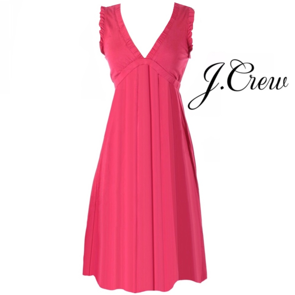 J. Crew Pink Sun Dress Ruffle Trim, Comfort Stretch Elastic Waist Sz Sm/2-4 EUC